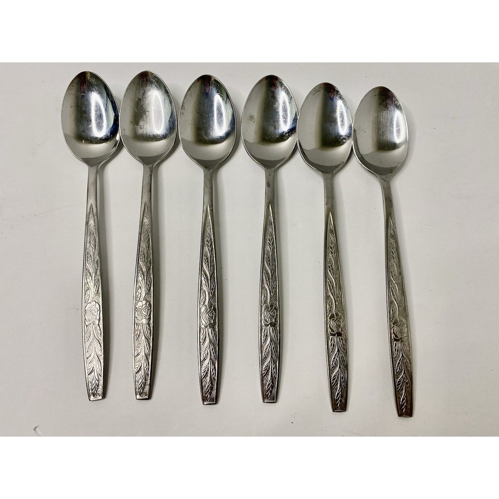Stanley Roberts Granata Rose Teaspoons Glossy Lot of 6 Replacements #2